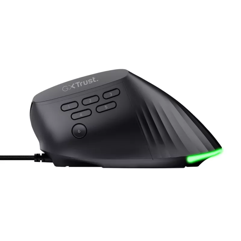 Mängurihiir TRUST GXT 145 Rexxa paremakäeline USB Type-A 12800 DPI, juhtmega, RGB-ratas, must