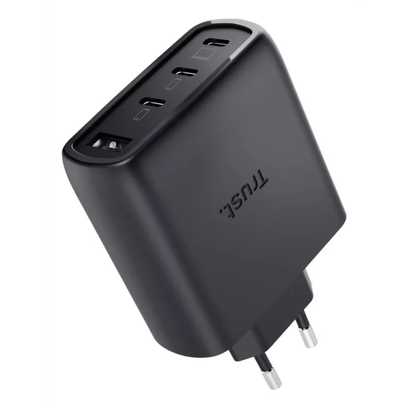 TRUST Maxo 65W siseruumide vahelduvvoolu kiirlaadija, 3× USB-C, max 20 V, 2 m kaabel, must