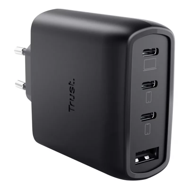 TRUST Maxo 65W siseruumide vahelduvvoolu kiirlaadija, 3× USB-C, max 20 V, 2 m kaabel, must