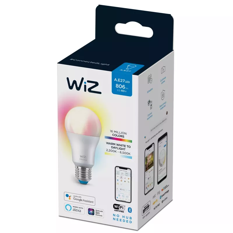 Nutipirn Telekom WiZ Bulb 8W (Eq.60W) A60 E27 — Wi-Fi/Bluetooth, 8 kWh/1000h, 60×122 mm