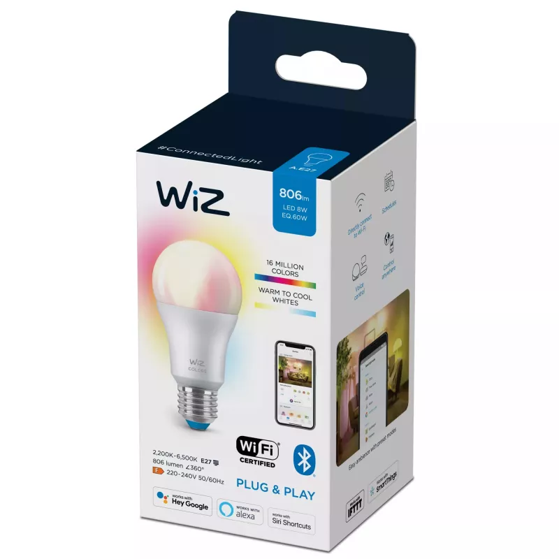 Nutipirn Telekom WiZ Bulb 8W (Eq.60W) A60 E27 — Wi-Fi/Bluetooth, 8 kWh/1000h, 60×122 mm