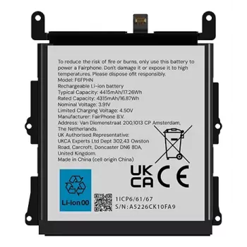 Aku Fairphone F6BATT-1ZW-WW1 Must 68,2 mm x 6,35 mm