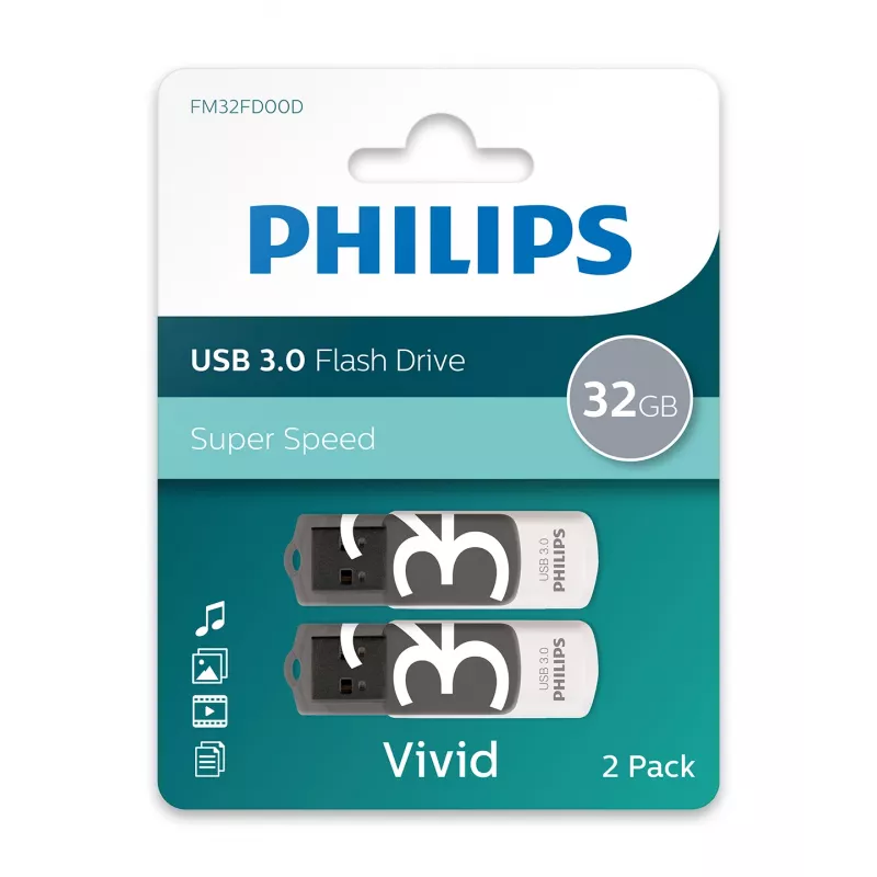 Philips Vivid USB-mälupulk 64 GB USB Type-A 3.2 Gen 1 (3.1 Gen 1) Hall, Valge