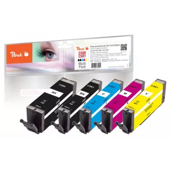 Peach PI100-356 tindikassett 5 tk ühilduv Standardtootlikkusega must, tsüaan, magenta, kollane