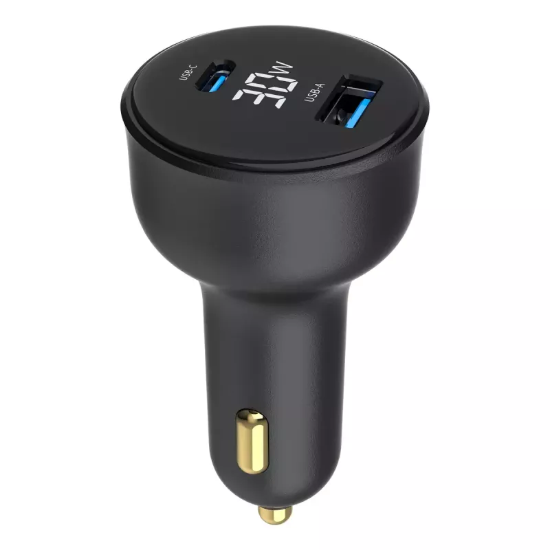 Autolaadija Gembird TA-UC-AC2PD30LCD-CAR-01, USB-C, 30 W, 12–24 V, must