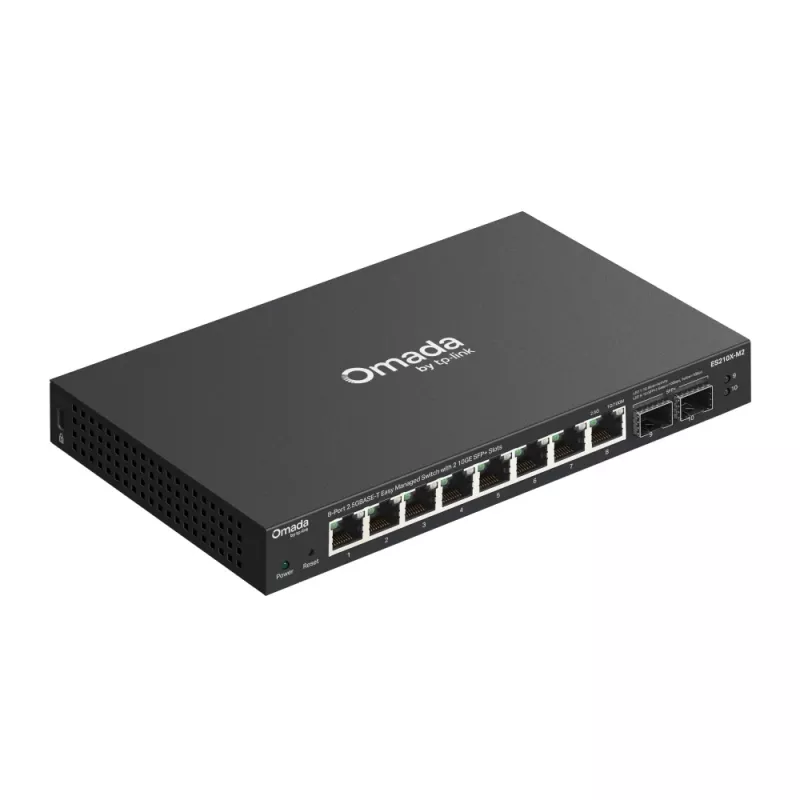 Hallatav 2,5G Etherneti lüliti TP‑Link ES210X‑M2 — 8x 2,5G (100/1000/2500), 80 Gbit/s, töölauale/seinale kinnitatav