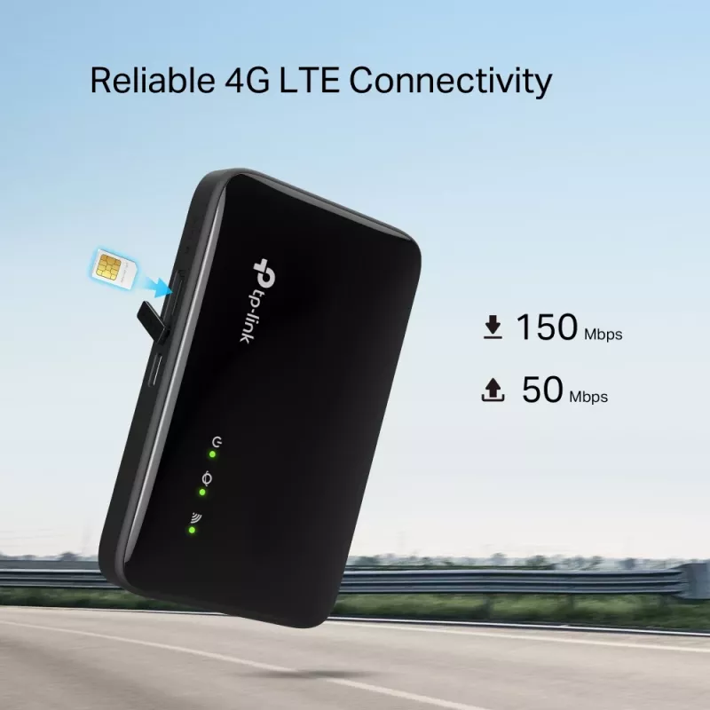 4G traadita ruuter TP-Link M7005 ühe sagedusalaga 2,4 GHz, NanoSIM, Wi-Fi 6, must