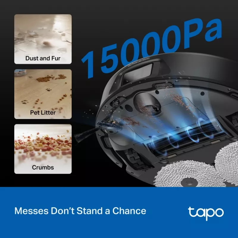 Robot vacuum TP-Link Tapo RV50 Pro Omni — 0.28 L tolmukamber, 5200 mAh aku, laadimisalus 3 L tolmumahutiga