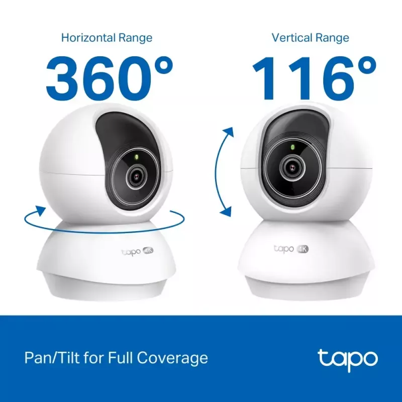 TP-LINK Tapo C250 | Pan/Tilt AI Home Security Wi-Fi Camera | PTZ | 8 MP | 4mm/F1.6 | H.265 | MicroSD Card kuni 512 GB
