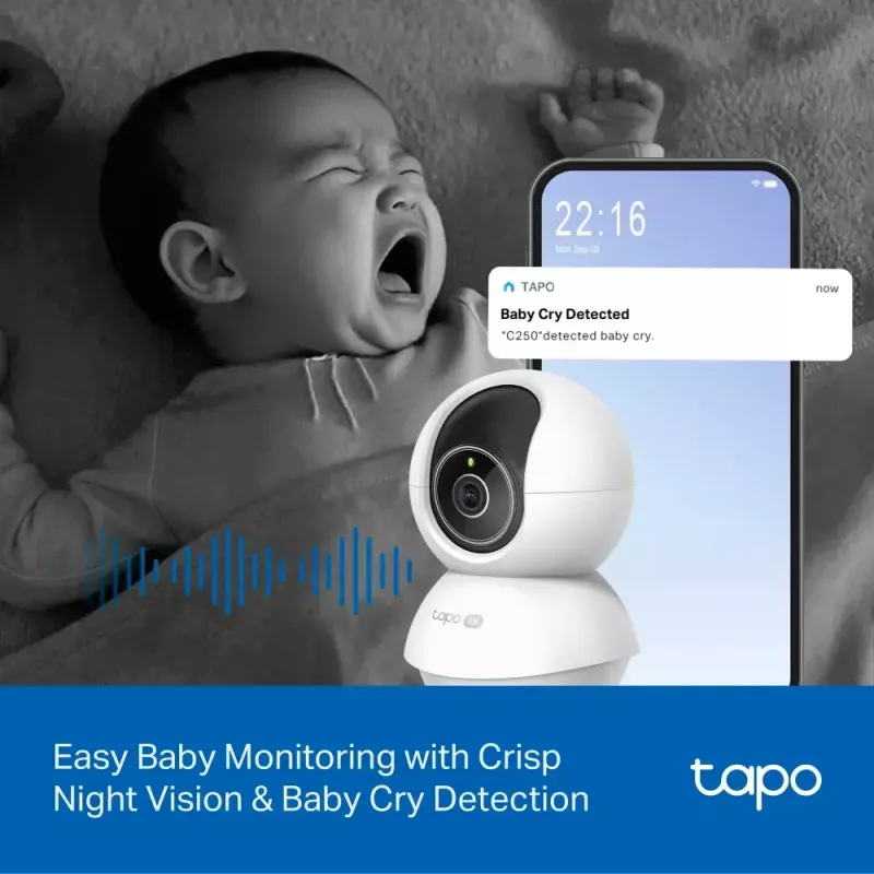 TP-LINK Tapo C250 | Pan/Tilt AI Home Security Wi-Fi Camera | PTZ | 8 MP | 4mm/F1.6 | H.265 | MicroSD Card kuni 512 GB