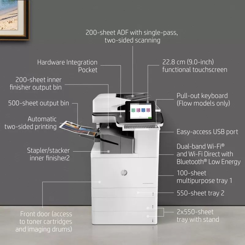 HP Color LaserJet Enterprise Flow MFP M776zs, laser, värvitrükk, 1200 x 1200 DPI, A3, otseprintimine, must, valge