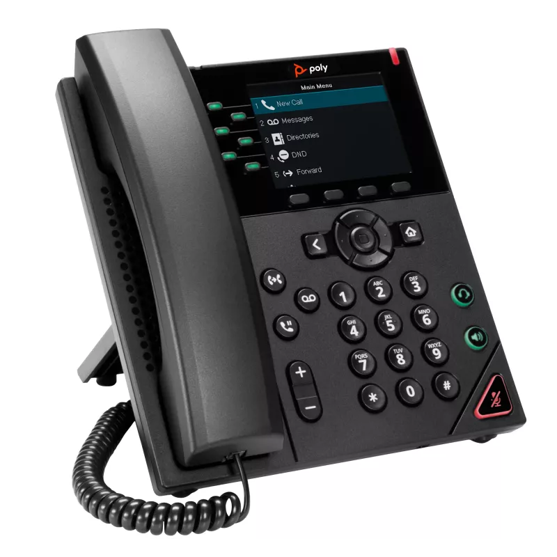 HP Poly VVX 350 6-liiniline IP-telefon ja PoE-toega, IP-telefon, must, juhtmega telefonitoru, 6 liini, LCD, 8,89 cm (3,5 tolli)