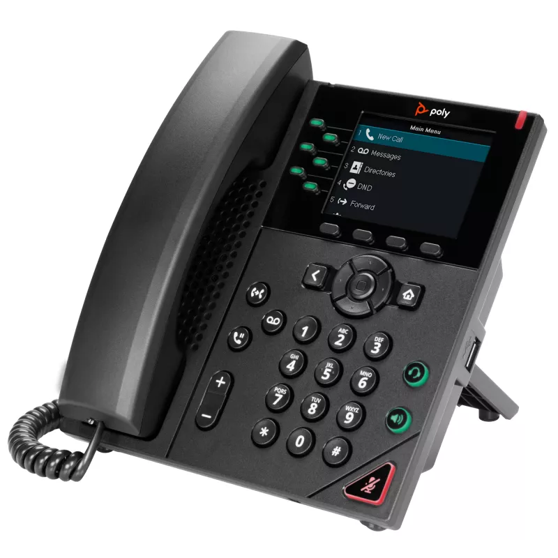 HP Poly VVX 350 6-liiniline IP-telefon ja PoE-toega, IP-telefon, must, juhtmega telefonitoru, 6 liini, LCD, 8,89 cm (3,5 tolli)