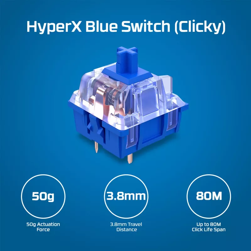 HyperX Alloy Origins PBT HX Blue - mehaaniline mängurklaviatuur