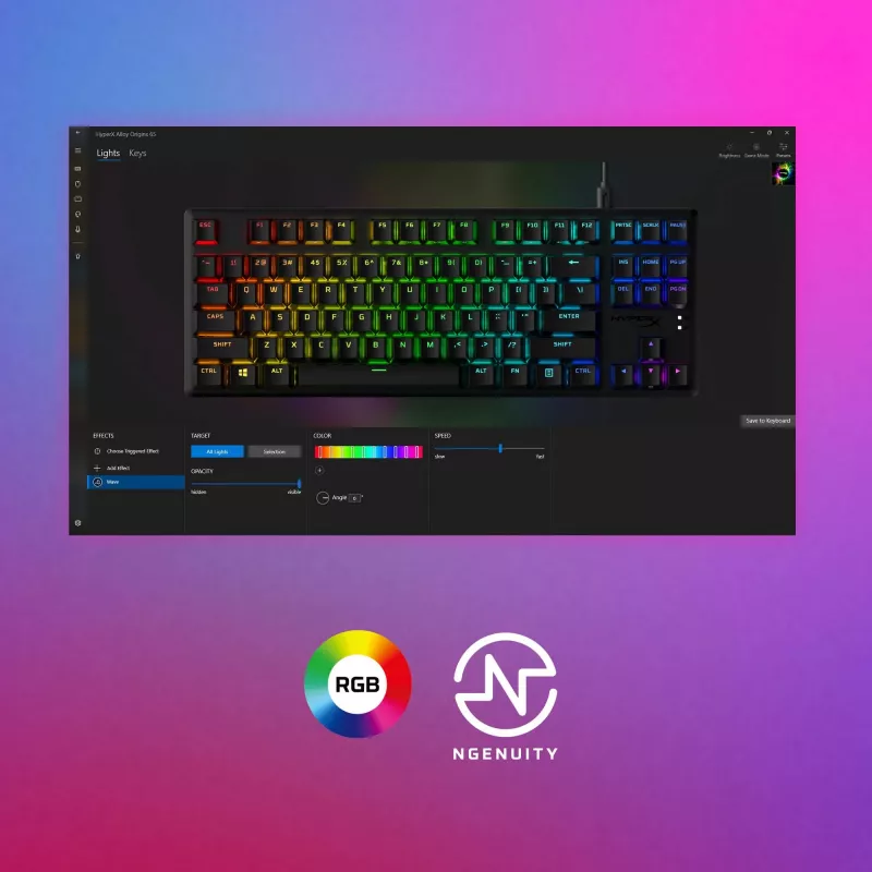 HyperX Alloy Origins Core PBT HX Aqua – mehaaniline mänguriklaviatuur