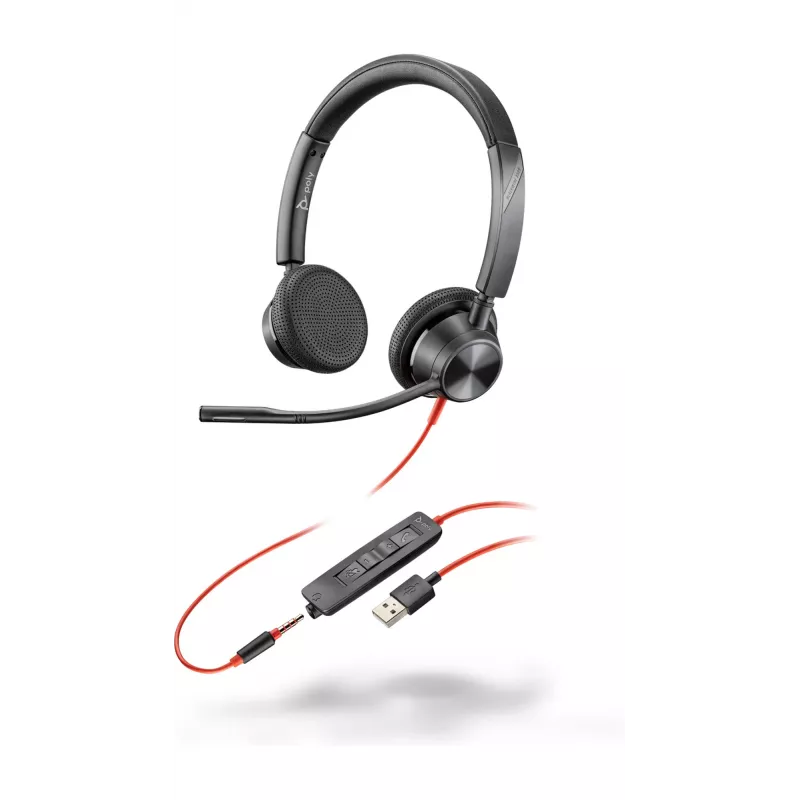 HP Poly Poly Blackwire 3325 USB-A peakomplekt, juhtmega, kontor/kõnekeskus, 130 g, peakomplekt, must