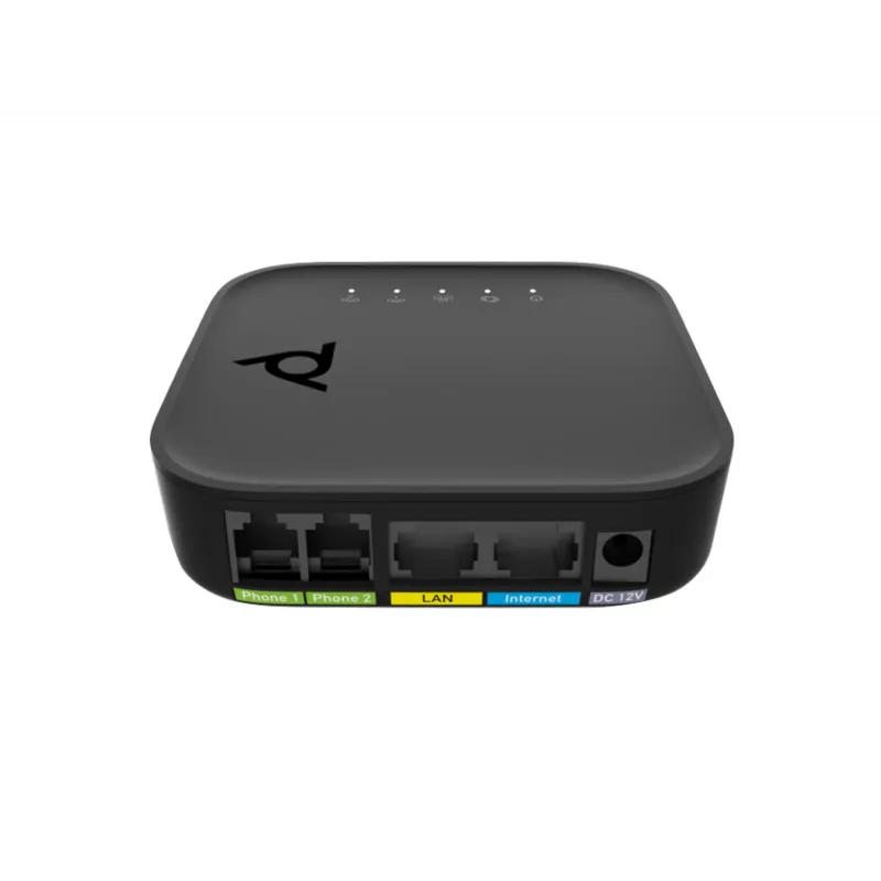 Häälpordiadapter POLY ATA 402 2FXS VoIP-adapter Open SIP, G.711/OPUS, alalisvoolutoide, 100–240 V vahelduvvoolusisend