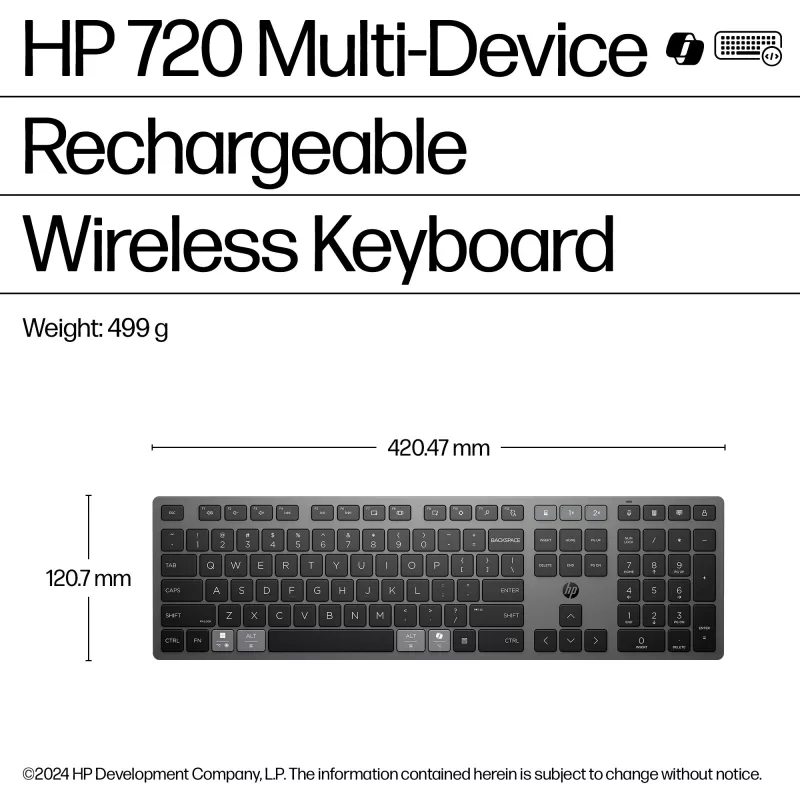 HP 720 mitme seadme laetav juhtmevaba klaviatuur