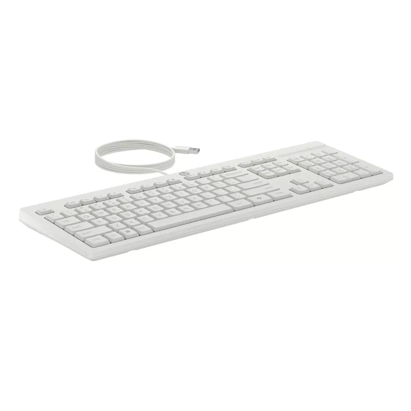 HP 225 Juhtmega Hiire ja Klaviatuuri Komplekt, Täissuuruses (100%), Juhtmega, USB, Valge, Hiir kaasas