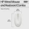 HP 225 Juhtmega Hiire ja Klaviatuuri Komplekt, Täissuuruses (100%), Juhtmega, USB, Valge, Hiir kaasas