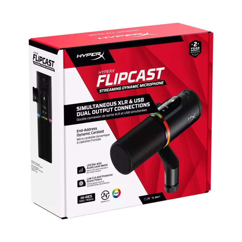 HyperX FlipCast - USB/XLR dünaamiline mikrofon (must)