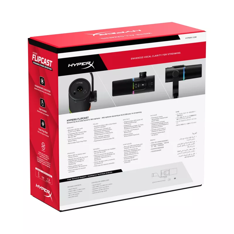 HyperX FlipCast - USB/XLR dünaamiline mikrofon (must)