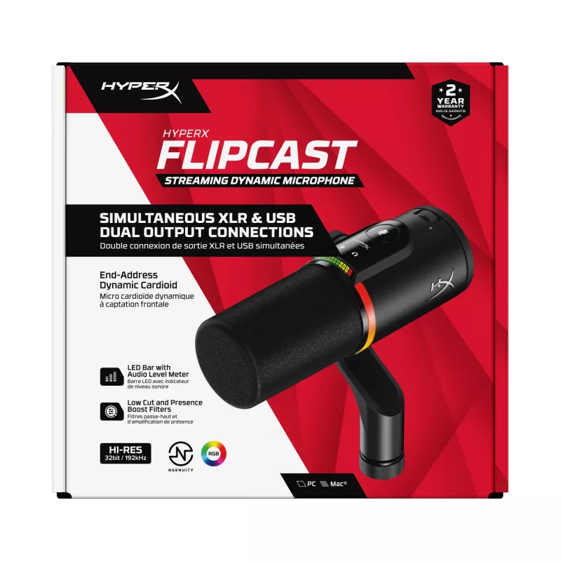 HyperX FlipCast - USB/XLR dünaamiline mikrofon (must)
