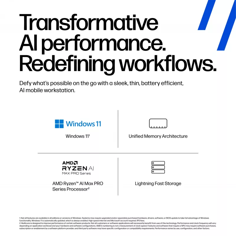 HP ZBook Ultra G1a Copilot+ PC AMD Ryzen AI Max PRO 390 35,6 cm (14 tolli) puutetundlik ekraan 2.8K 64 GB LPDDR5x-SDRAM Wi-Fi 7 (802.11be) Windows 11 Pro AI tööjaam, AI arvuti hõbedane