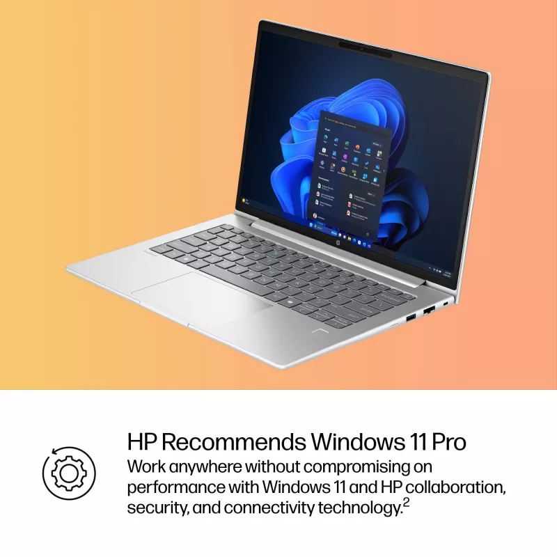 HP ProBook 4 G1iR Intel Core 5 120U sülearvuti 35,6 cm (14 tolli) WUXGA 16 GB DDR5-SDRAM Wi-Fi 6E (802.11ax) Windows 11 Pro Hõbedane