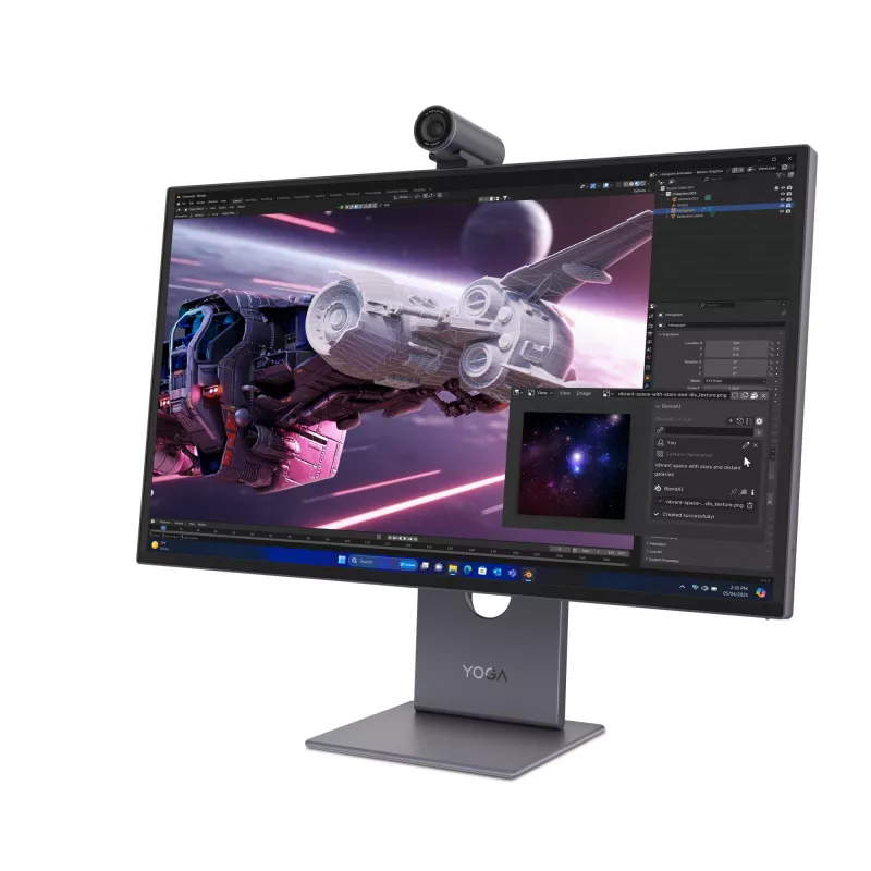 Lenovo Yoga Pro 27UD-10 monitor — 26,5-tolline QD-OLED 4K (3840×2160), 0,03 ms, USB-C-jaotur, VESA, kõlarid, kõrguse reguleerimine, must