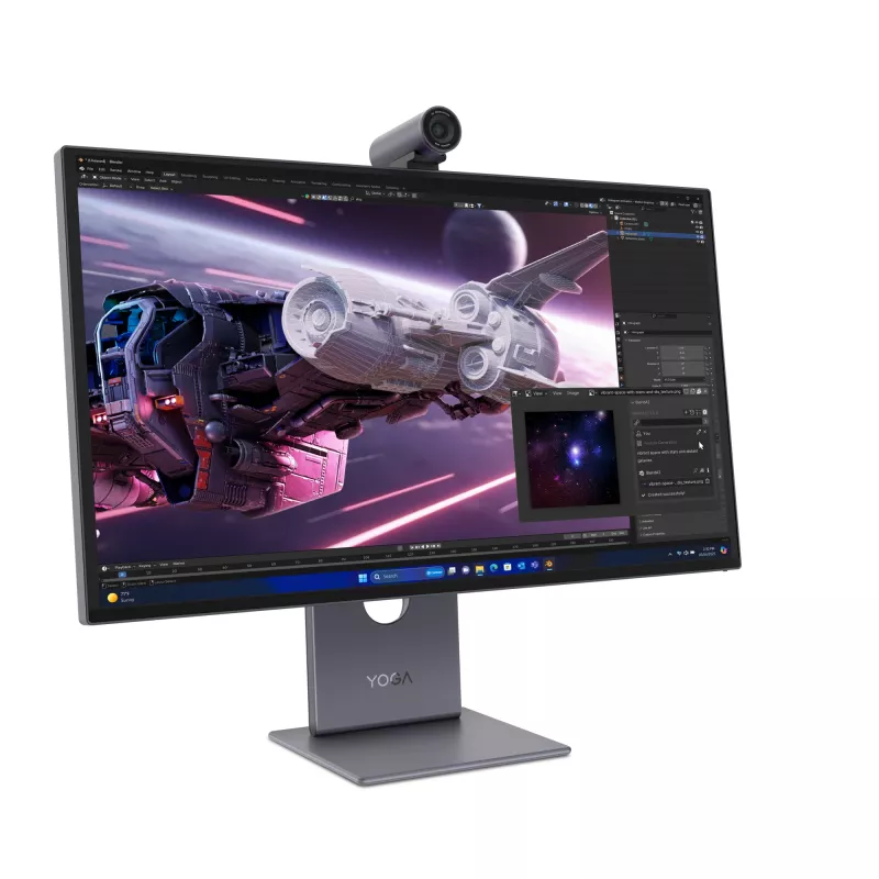 Lenovo Yoga Pro 27UD-10 monitor — 26,5-tolline QD-OLED 4K (3840×2160), 0,03 ms, USB-C-jaotur, VESA, kõlarid, kõrguse reguleerimine, must