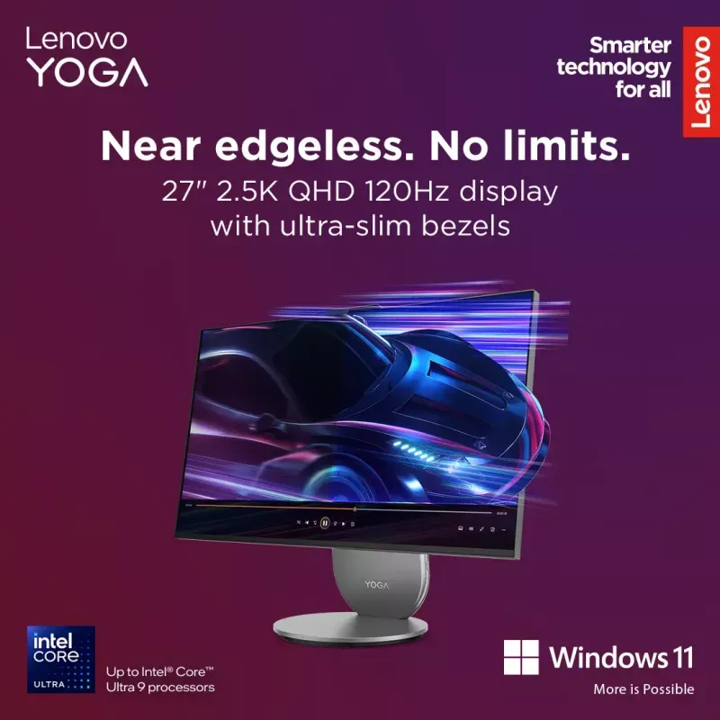 Kõik-ühes lauaarvuti Lenovo Yoga AIO 9 27IAH10 — 27-tolline QHD, Intel Core Ultra 7 255H, 16 GB LPDDR5x, 1 TB SSD, Intel Arc 140T, Windows 11 Home
