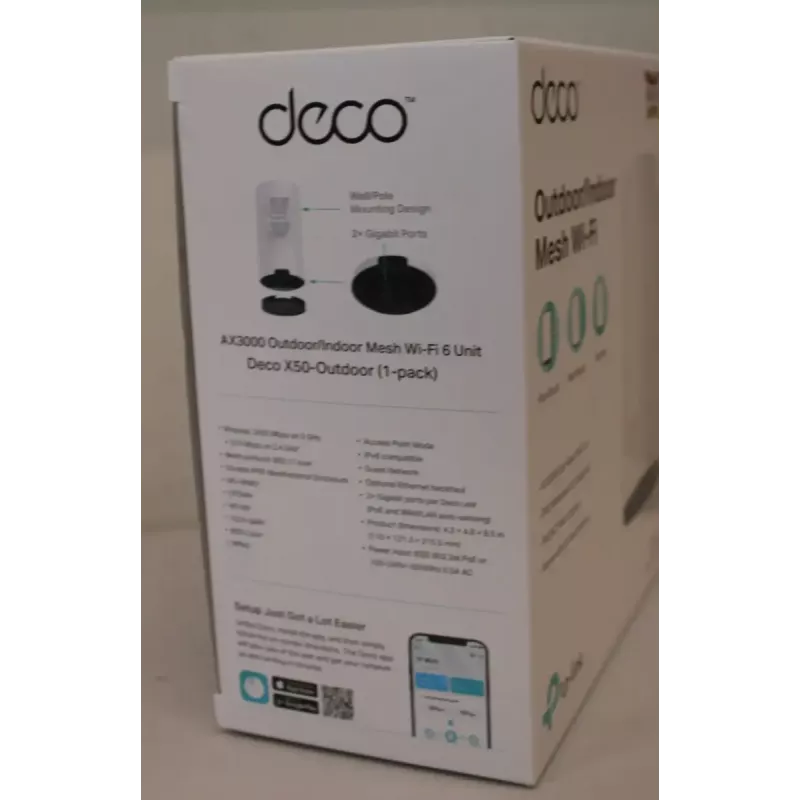 Välisvõrgu Wi‑Fi seade TP‑LINK Deco X50‑Outdoor AX3000 • 802.11ax • 2× Gigabit Ethernet • MU‑MIMO • Mesh-tugi • Ilma mobiilse lairibata