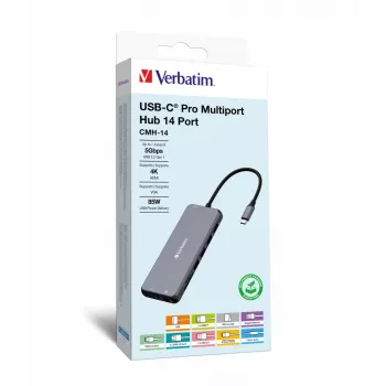 Verbatim CMH-14 USB USB-C 5000 Mbit/s Hõbedane