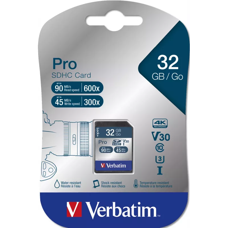 Flash Memory Verbatim Pro 32 GB SDHC UHS Class 10