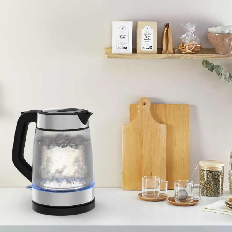 Tefal Glass Kettle KI605830 elektriline veekeetja 1,7 L 2200 W must, hõbedane, läbipaistev