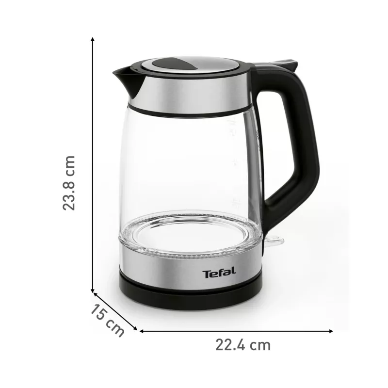 Tefal Glass Kettle KI605830 elektriline veekeetja 1,7 L 2200 W must, hõbedane, läbipaistev