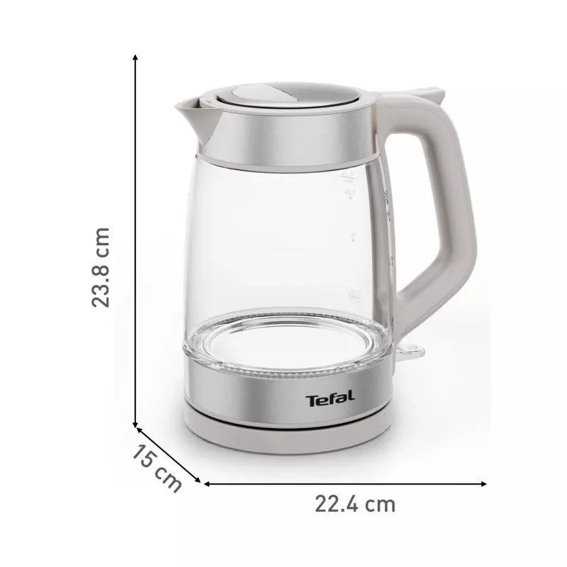 Tefal klaasist veekeetja KI605B30 elektriline veekeetja 1,7 L 2200 W hall, hõbedane, läbipaistev