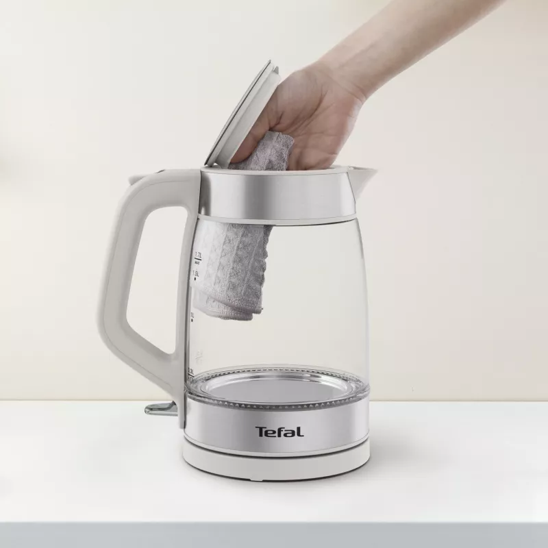 Tefal klaasist veekeetja KI605B30 elektriline veekeetja 1,7 L 2200 W hall, hõbedane, läbipaistev