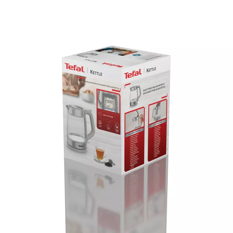 Tefal klaasist veekeetja KI605B30 elektriline veekeetja 1,7 L 2200 W hall, hõbedane, läbipaistev