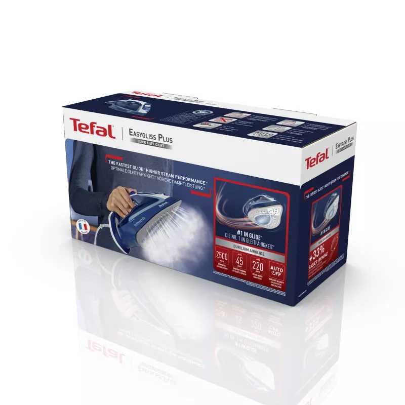 Tefal EasyGliss Plus FV5735 triikraud, kuiv- ja aurutriikraud, Durilium tallaplaat, 2500 W, sinine, valge