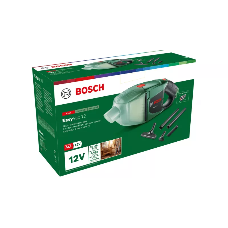 Bosch EasyVac 12 2-in-1 pulkpuhasti Kuiv Kotita Roheline