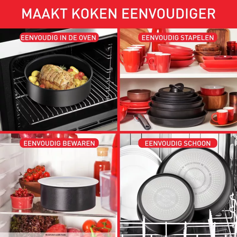 Söögiriistade komplekt Tefal Ingenio L76391 — alumiiniumist segakomplekt, 4 tk (kastrulid Ø16/18/20 cm) must