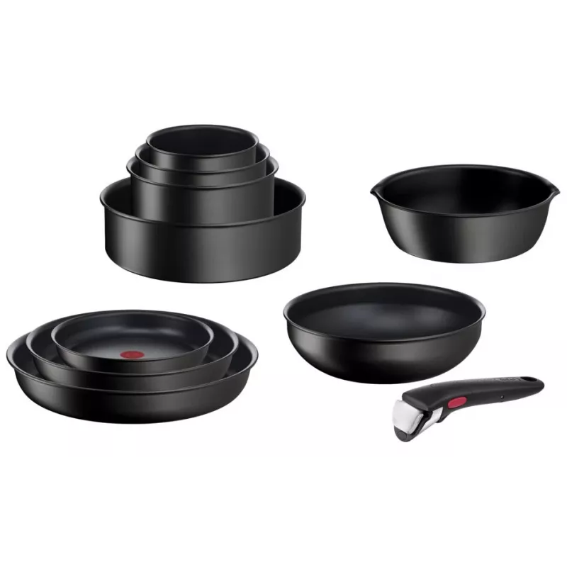 Söögiriistade komplekt Tefal Ingenio L76391 — alumiiniumist segakomplekt, 4 tk (kastrulid Ø16/18/20 cm) must