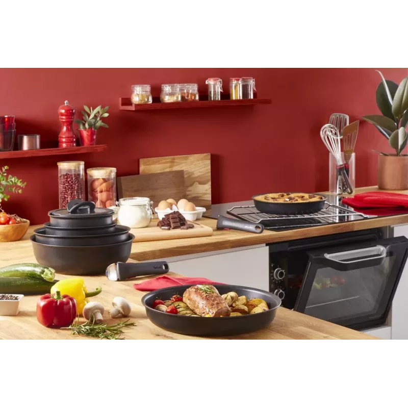 Söögiriistade komplekt Tefal Ingenio L76391 — alumiiniumist segakomplekt, 4 tk (kastrulid Ø16/18/20 cm) must