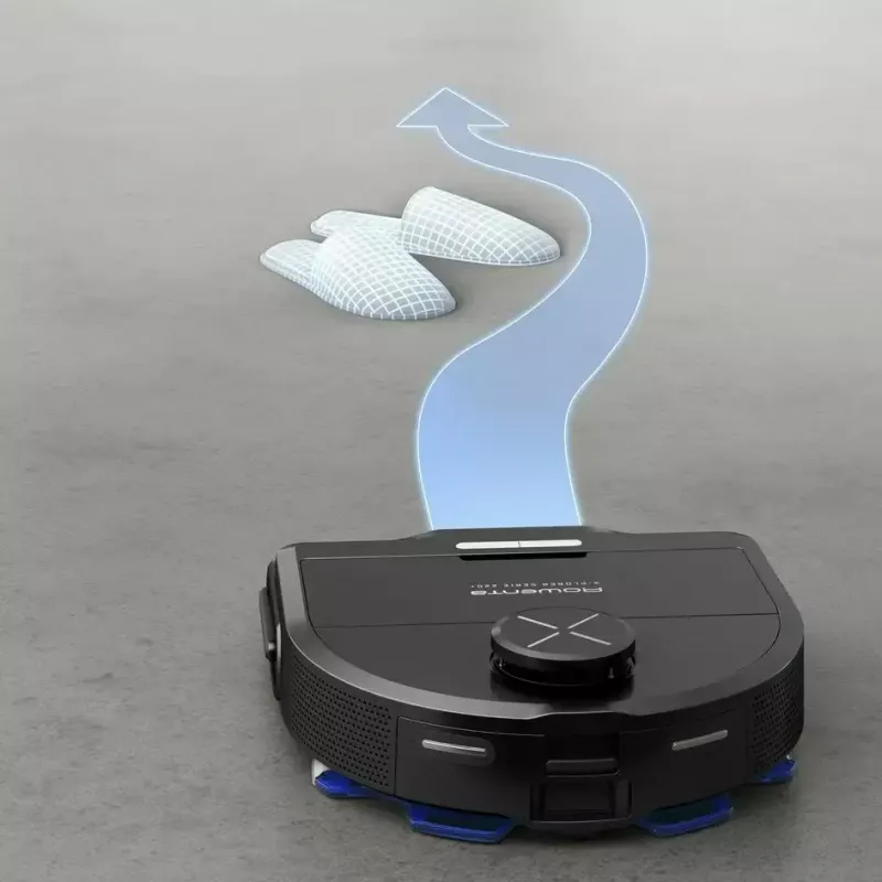 Robot vacuum Rowenta X‑Plorer RR9465WH — kotita D-kujuline, 0,35 L tolmuanum, 120 min tööaeg, Li‑Ion, 97×325×335 mm, must