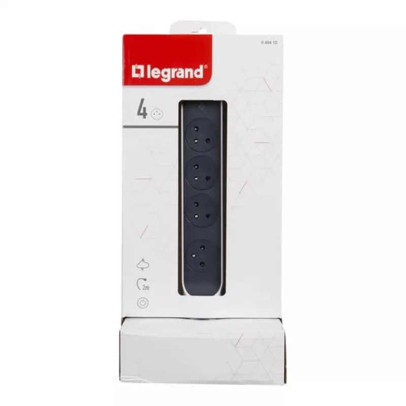 Legrand 049410 pikendusjuhe 2 m 4 vahelduvvoolu pistikupesa Siseruumides Hall, Valge