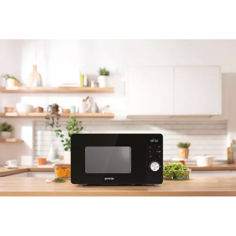 Gorenje Mikrolaineahi MO20A3B, tööpinnal, Solo mikrolaineahi, 20 L, 800 W, sisseehitatud ekraan, LED