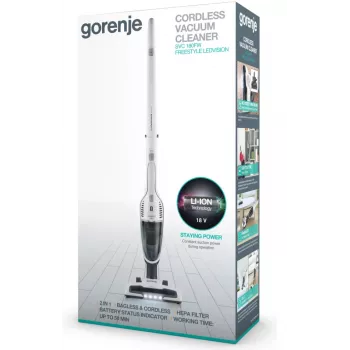 Gorenje SVC180FW 2-in-1 stick vacuum Battery Dry HEPA Bagless 0.6 L Valge