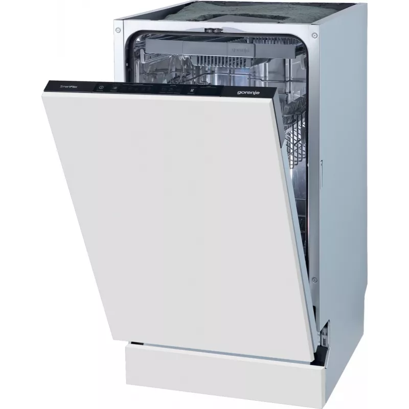 Gorenje nõudepesumasin GV561D10 BK070, täielikult sisseehitatav, kitsas (45 cm), valge, standard (80–85 cm), must, nupud